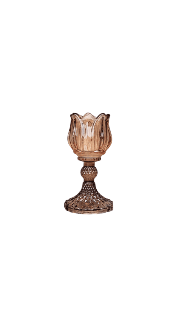 waxinelichtjes houder tulp beige bruin