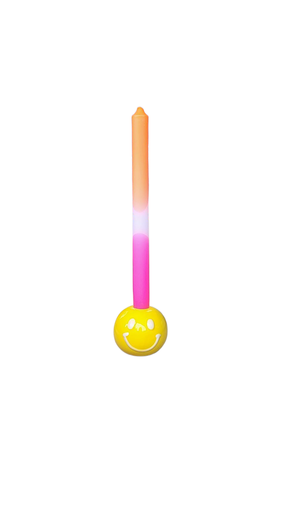 Smiley Kaarsenhouder – Geel/wit - Afbeelding 2