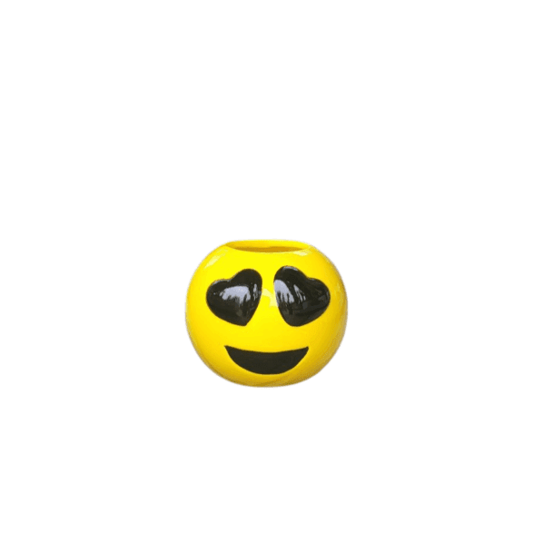 Geel Smiley Potje met Hartjesogen – Keramiek | Voor Plantjes of Pennen