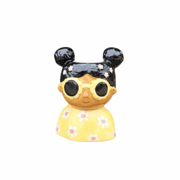 Vaas/bloempot Meisje met knotjes