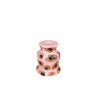 Handbeschilderde roze keramieken kandelaar met luipaardprint, hoogte 9 cm – Ibiza woonaccessoire