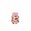 Handbeschilderde roze keramieken kandelaar met luipaardprint, hoogte 9 cm – Ibiza woonaccessoire