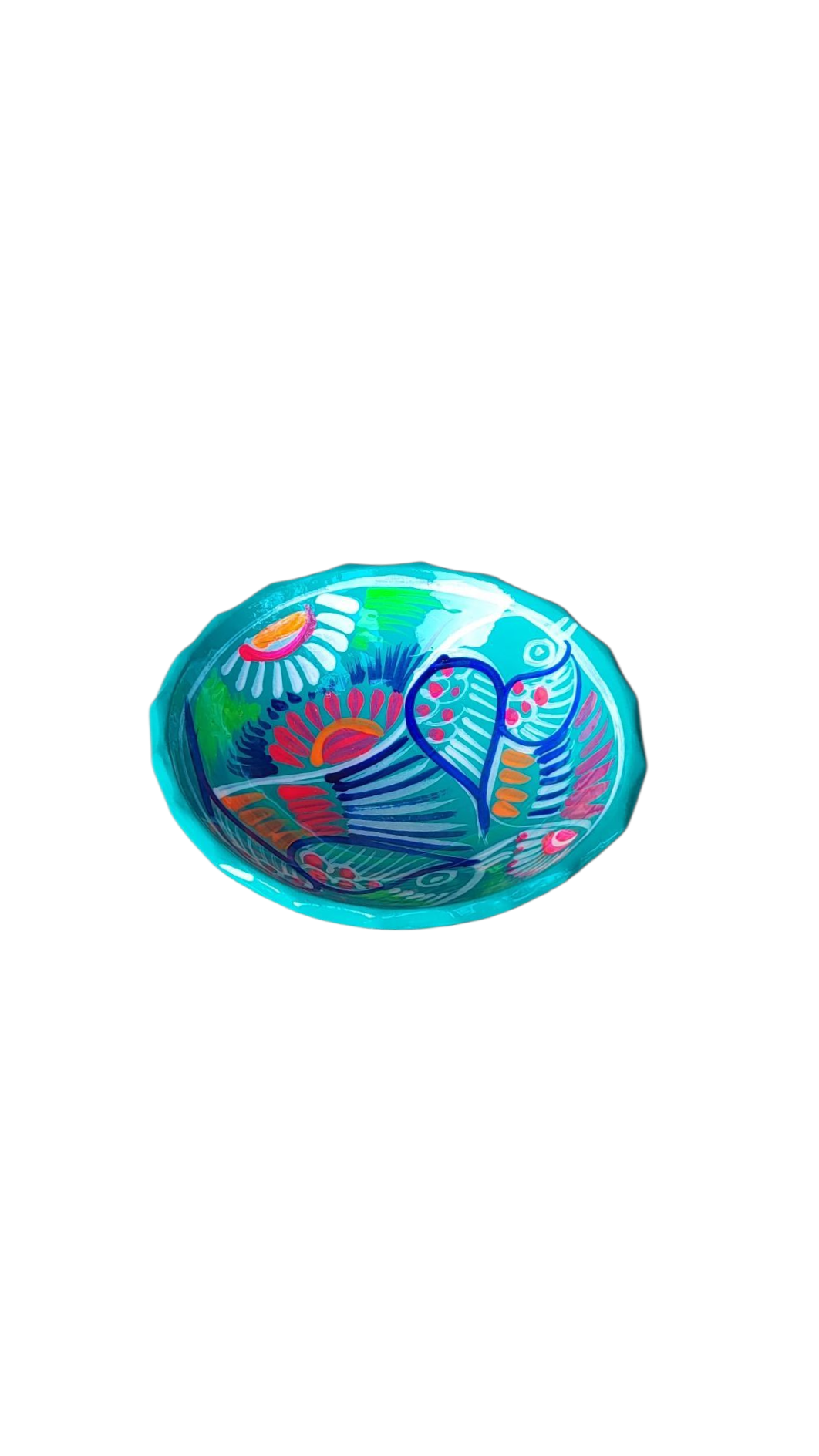 Handgeschilderde kleurrijke schaal uit Taxco, Mexico – keramiek Ø12 cm