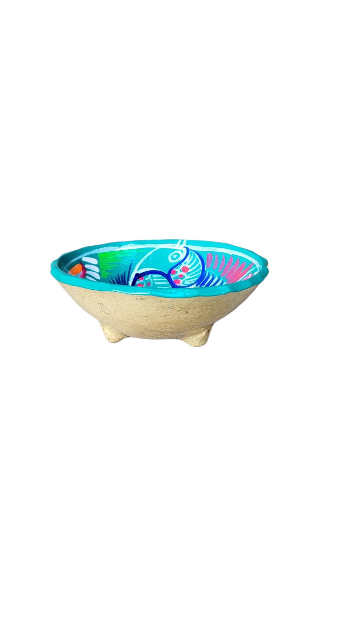 Handgeschilderde kleurrijke schaal uit Taxco, Mexico – keramiek Ø12 cm