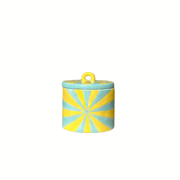 opbergpot strepen geel blauw