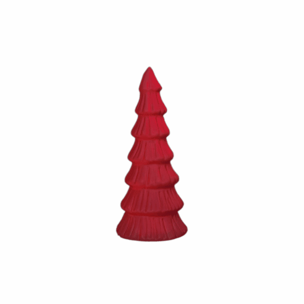 Glazen kerstboom met lampjes – rood