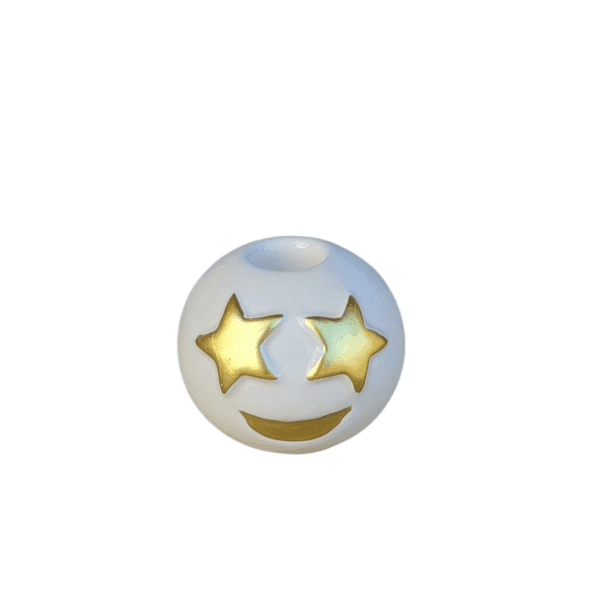 Kaarsenhouder Smiley – Wit met Goud (7 cm)