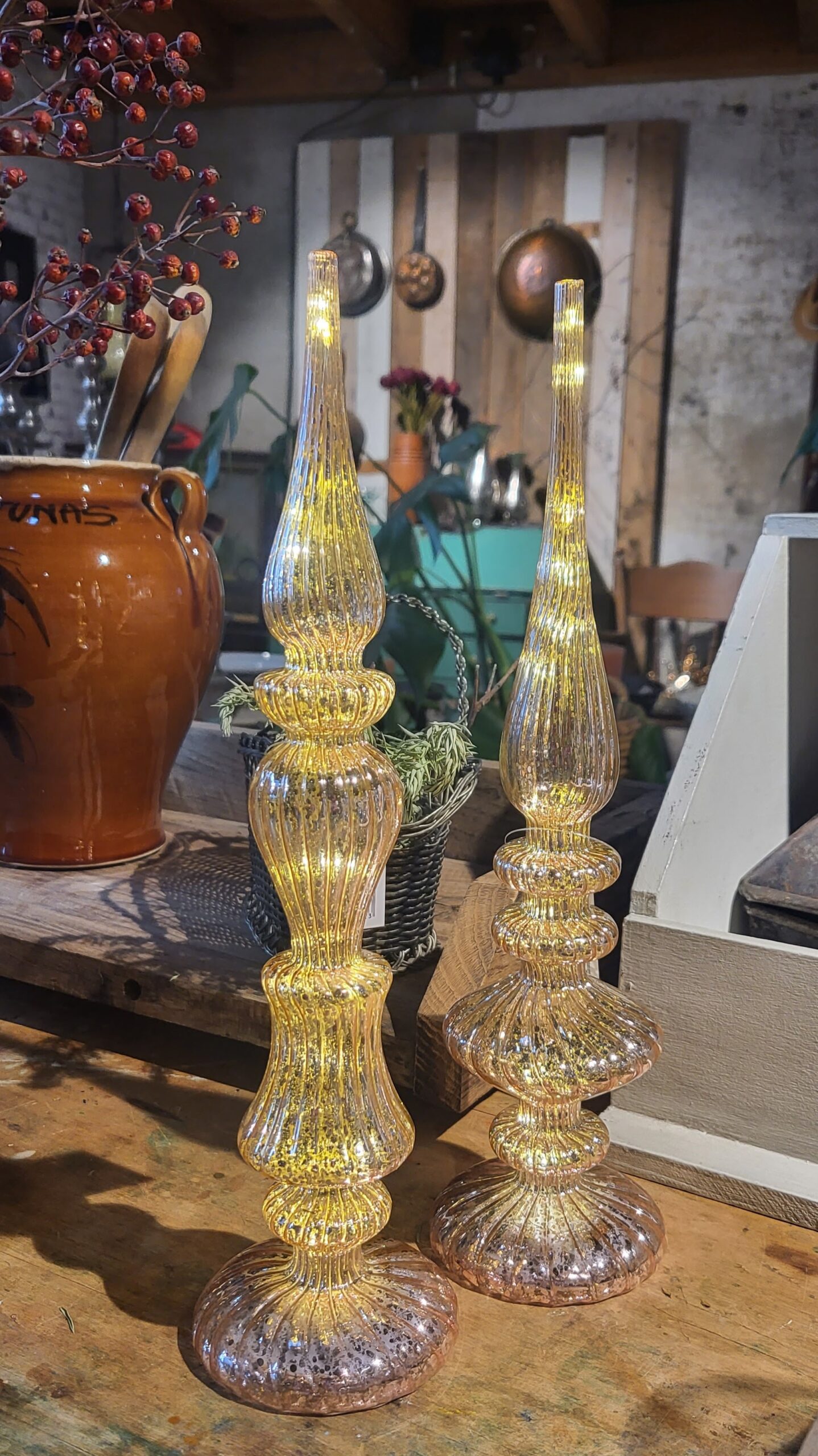 glazen piek met verlichting