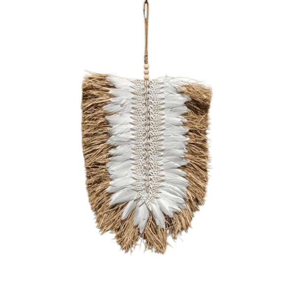 Raffia Wandhanger met schelpen