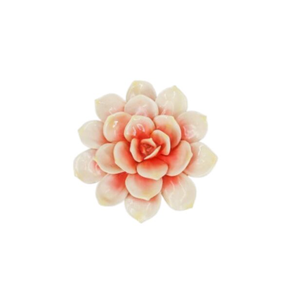 Bloem Wanddecoratie Crème/Koraal – Polystone